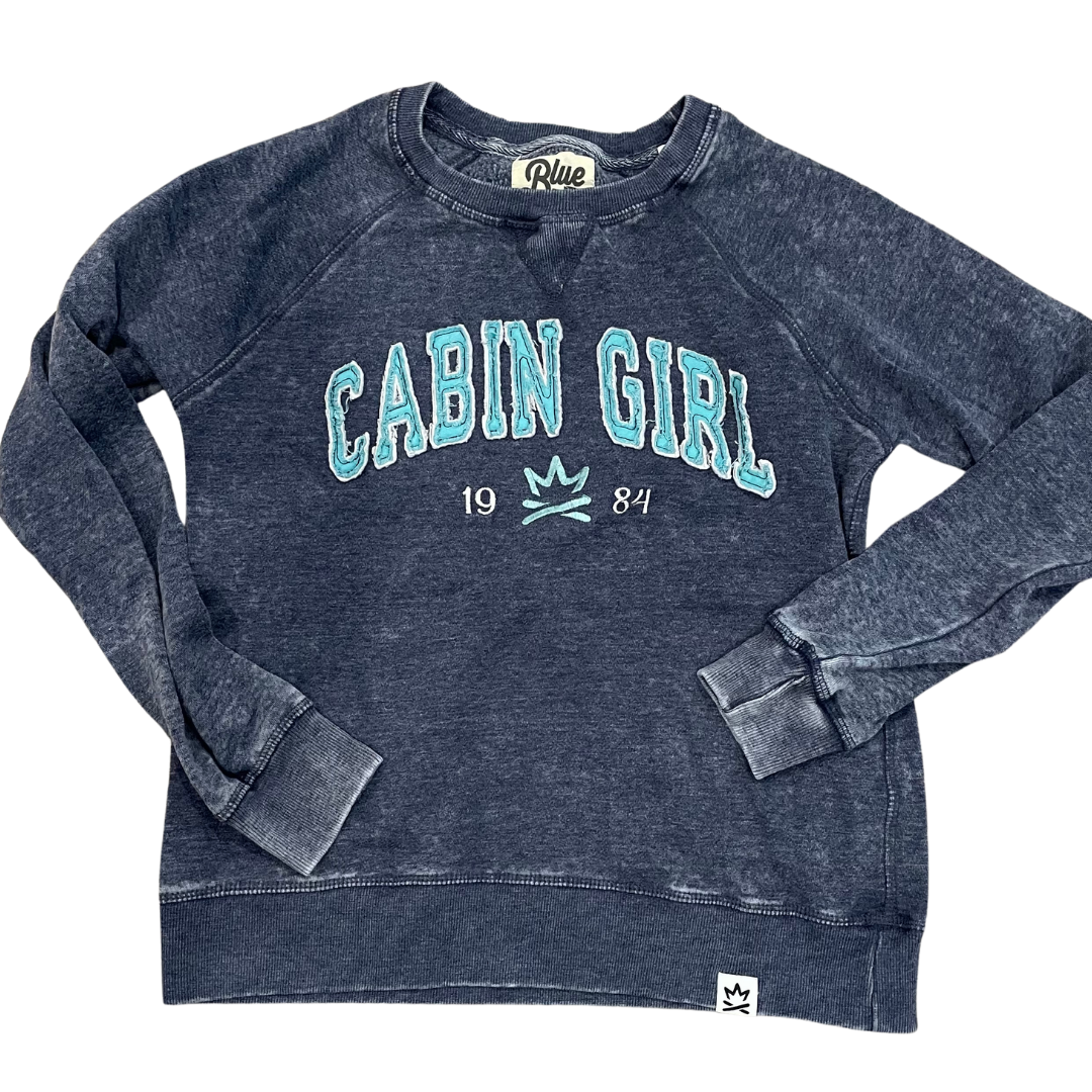 Cabin Girl Crew Neck Burnout Fleece Sweatshirt