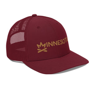 minnesota embroidered snapback trucker hat maroon