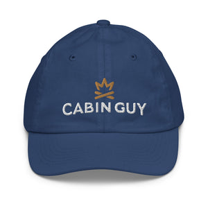 youth blue baseball cap with embroidered logo
