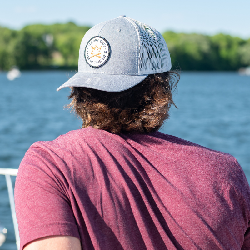 lake life snapback hat with embroidered patch