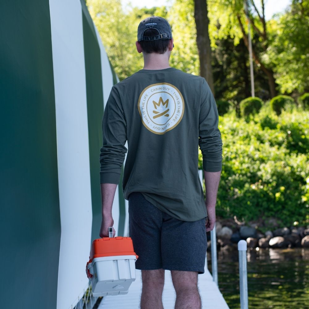 Army green long sleeve cabin life t-shirt | Minnesota made lake life apparel