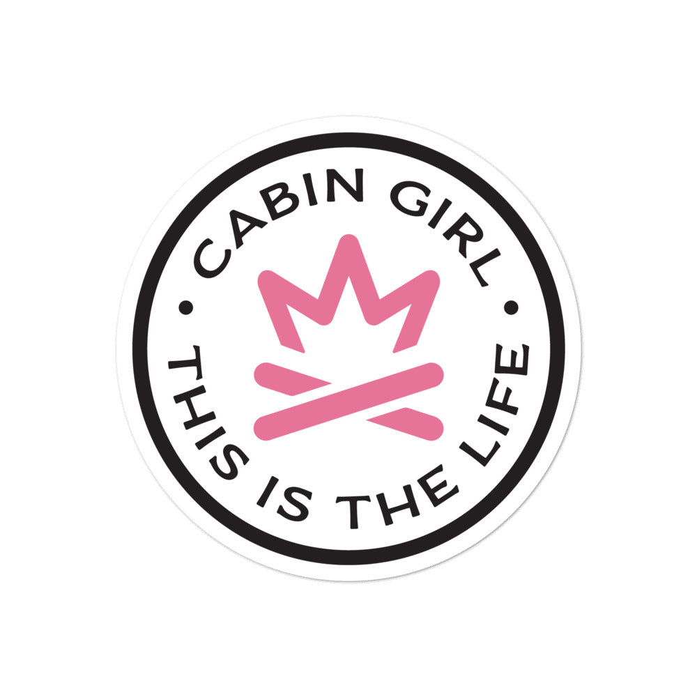 Pink cabin girl sticker made in Minnesota