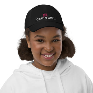Black embroidered camping hat for youth