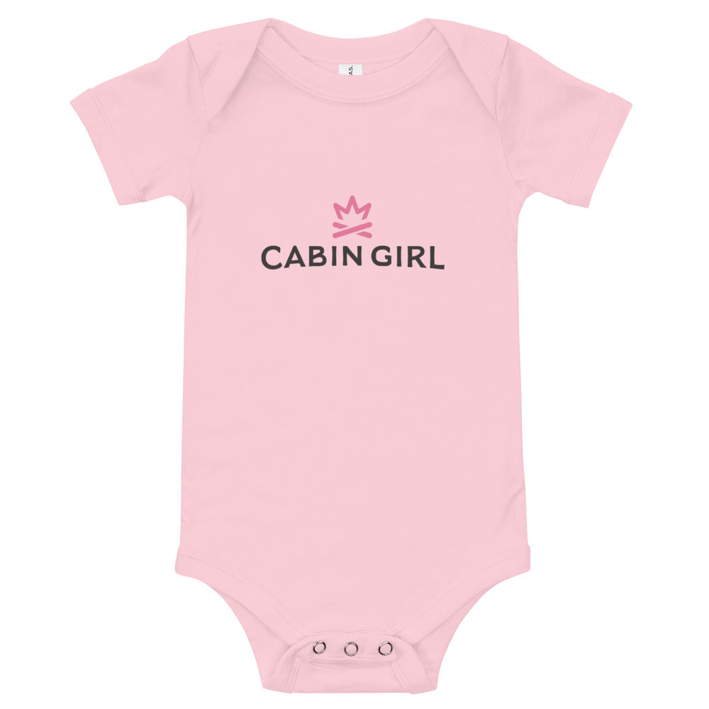 Heather grey cabin girl onesie for baby girls