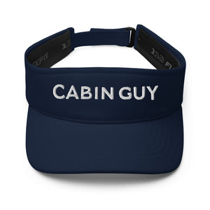 Embroidered logo navy blue visor for boating, camping, and golfing