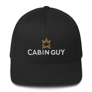 Black twill flexfit cabin guy cap with embroidered logo