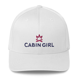 White embroidered twill hat for camping
