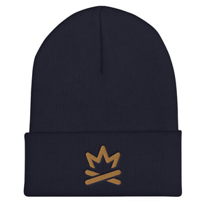 navy cuffed winter beanie with embroidered logo