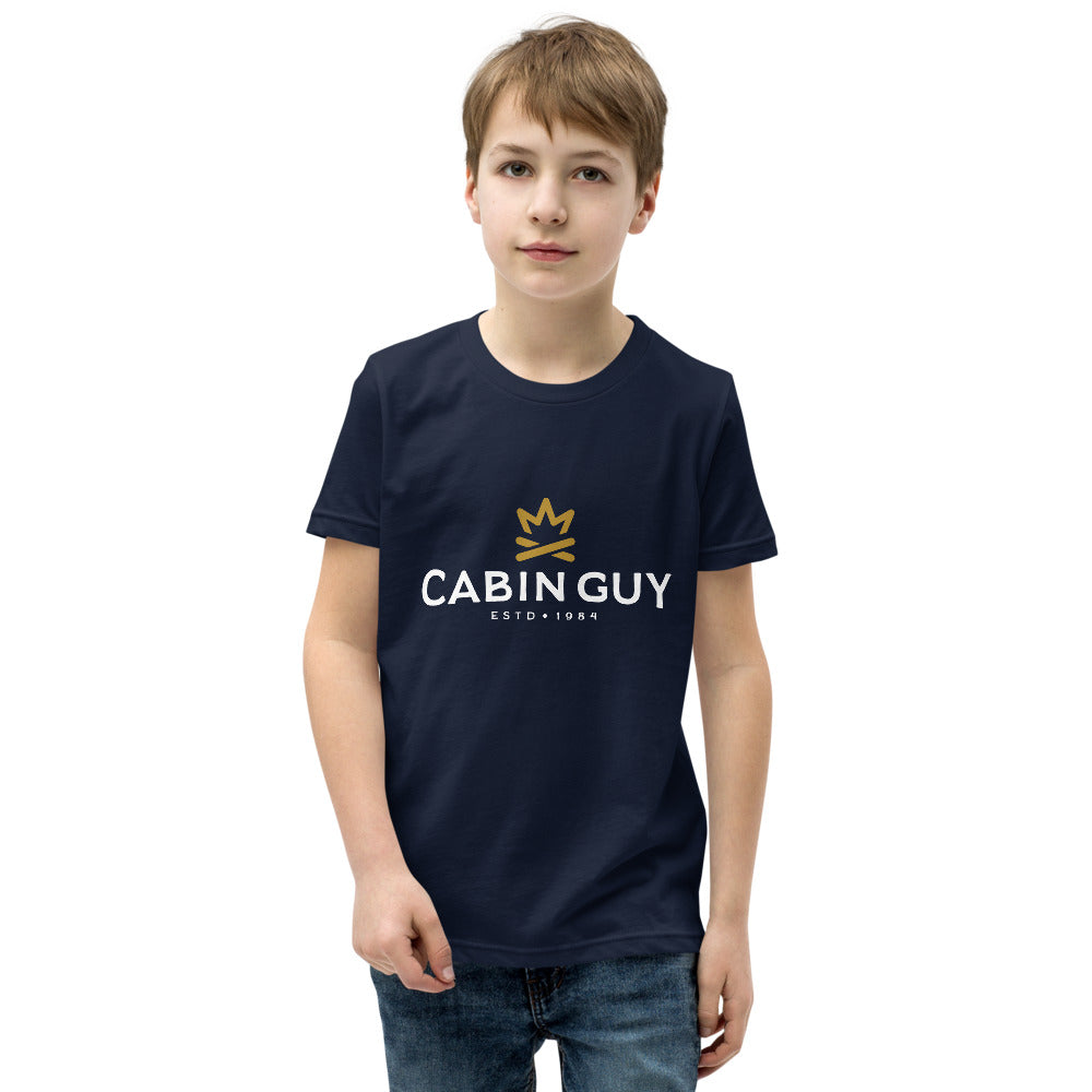 navy blue youth short sleeve t-shirt for camping