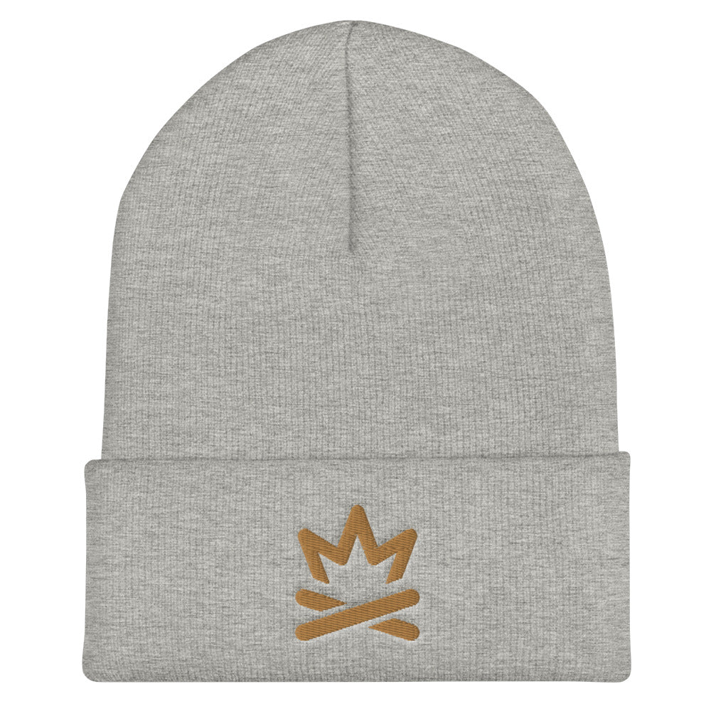 grey cuffed winter beanie with embroidered logo