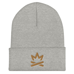 grey cuffed winter beanie with embroidered logo