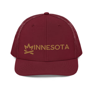 minnesota embroidered snapback trucker hat maroon