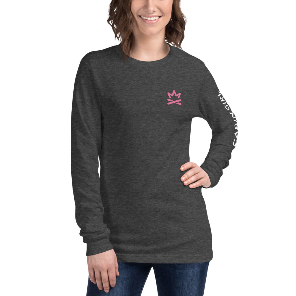 unisex long sleeve camping t-shirt with sleeve logo