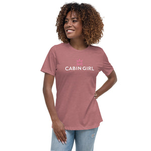 women's salmon relaxed t-shirt for boating, camping, and cabin life
