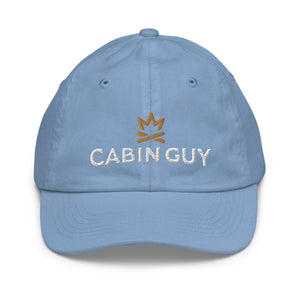 youth light blue baseball cap with embroidered logo
